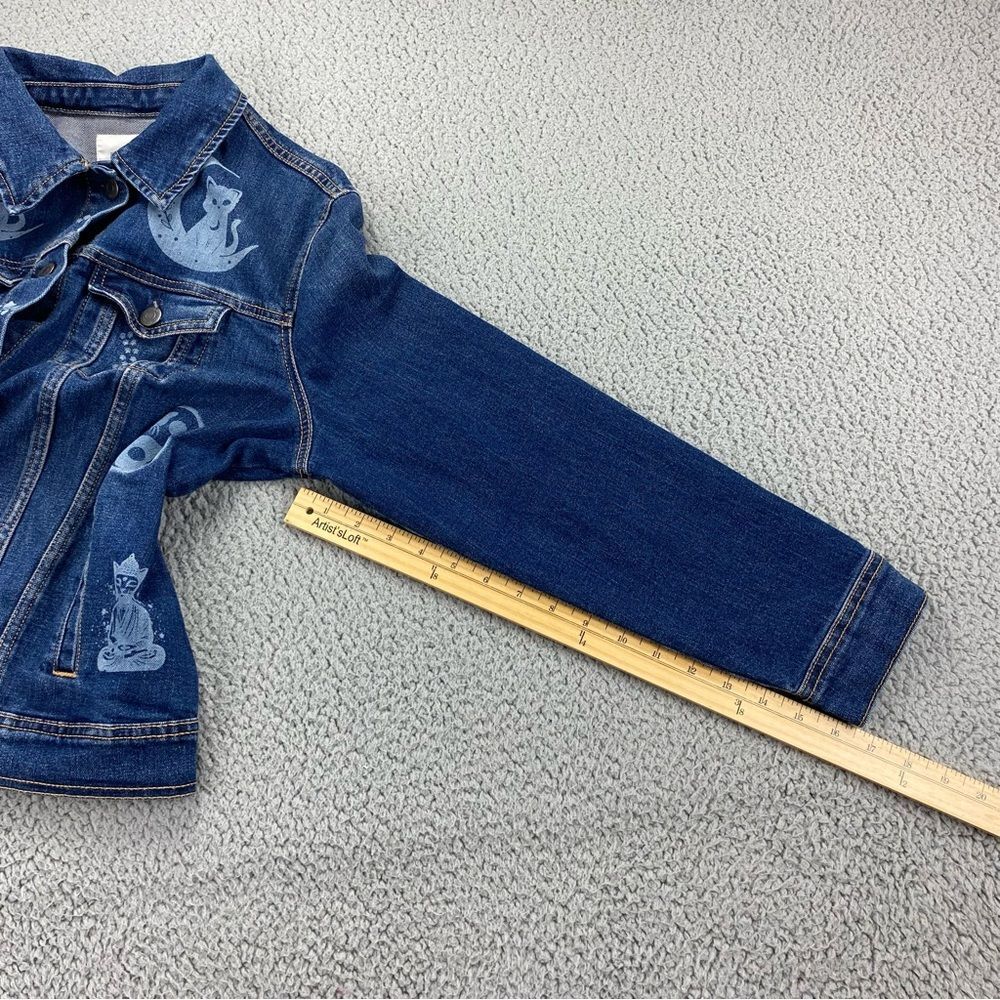 Old Navy Custom Upcycled Denim Jacket Yin-Yang Cats Boho Women's | Size: L - Picture 8 of 13